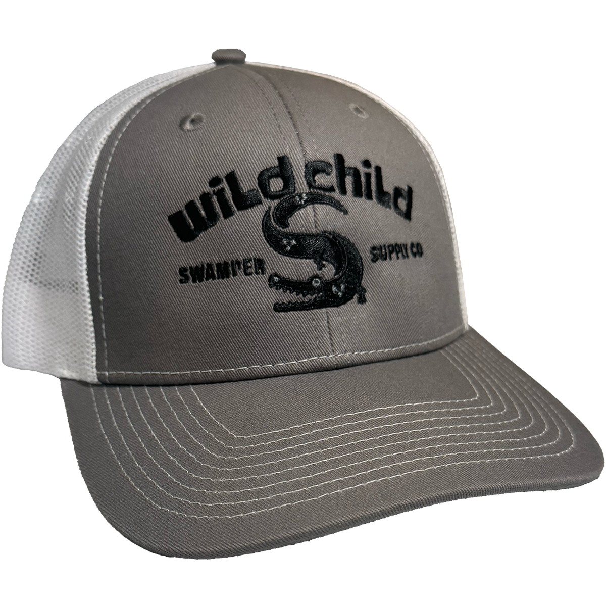 Youth “Wild Child” Alligator Trucker Cap – Black Embroidery