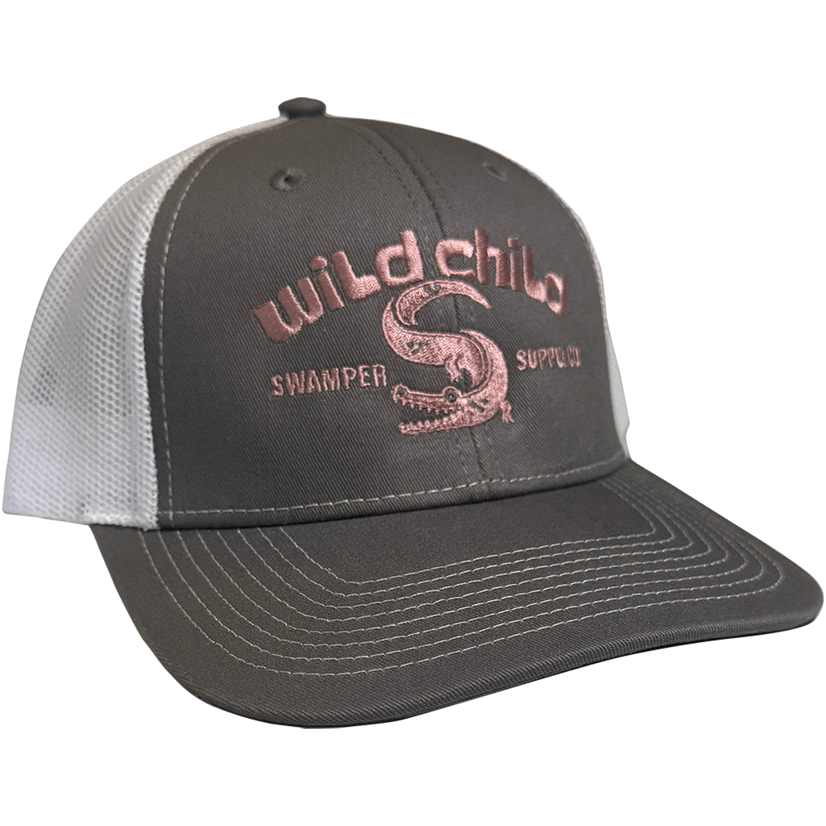 Youth “Wild Child” Alligator Trucker Cap – Pink Embroidery