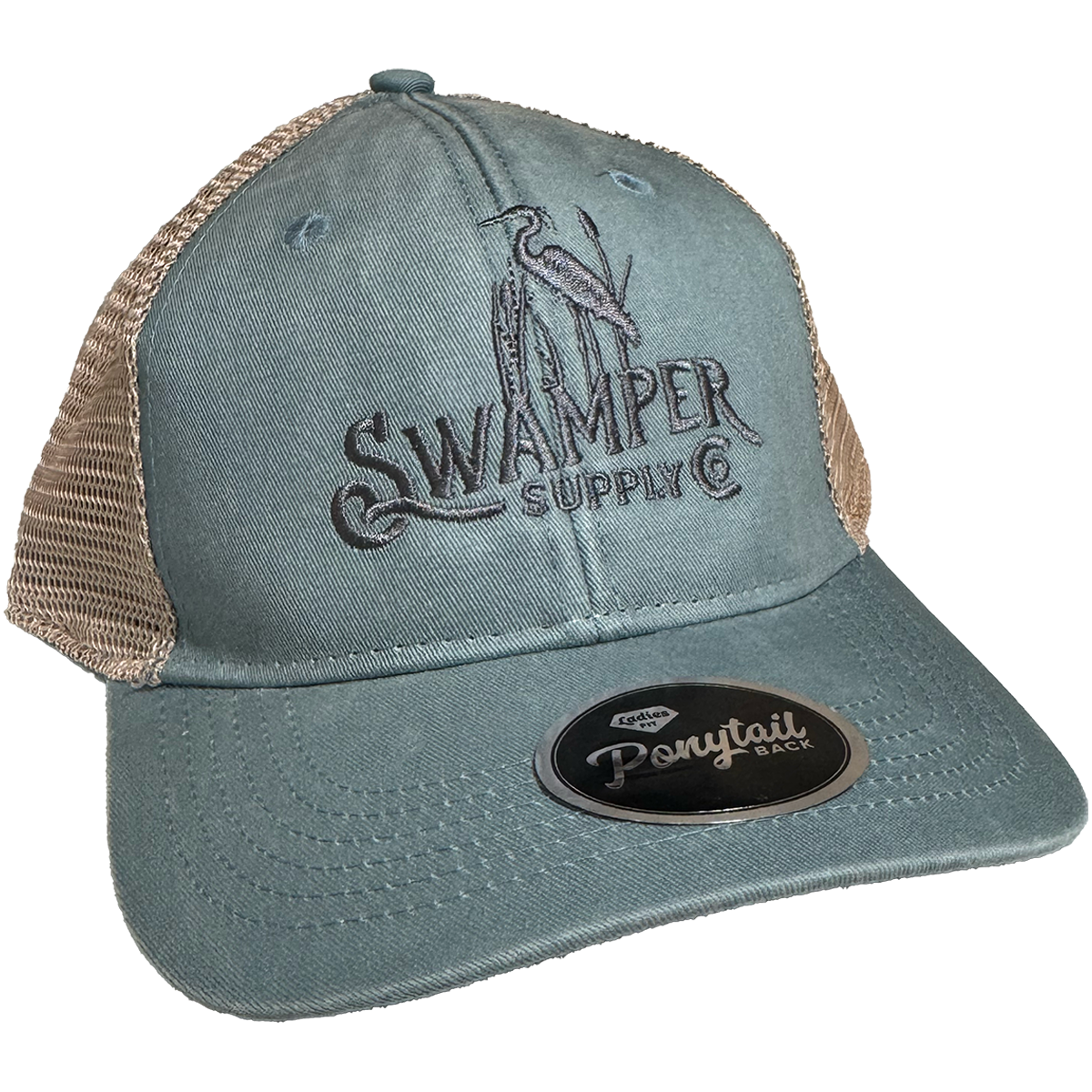 Standing Heron Ladies Ponytail Hat – Mesh Back Cotton Cap