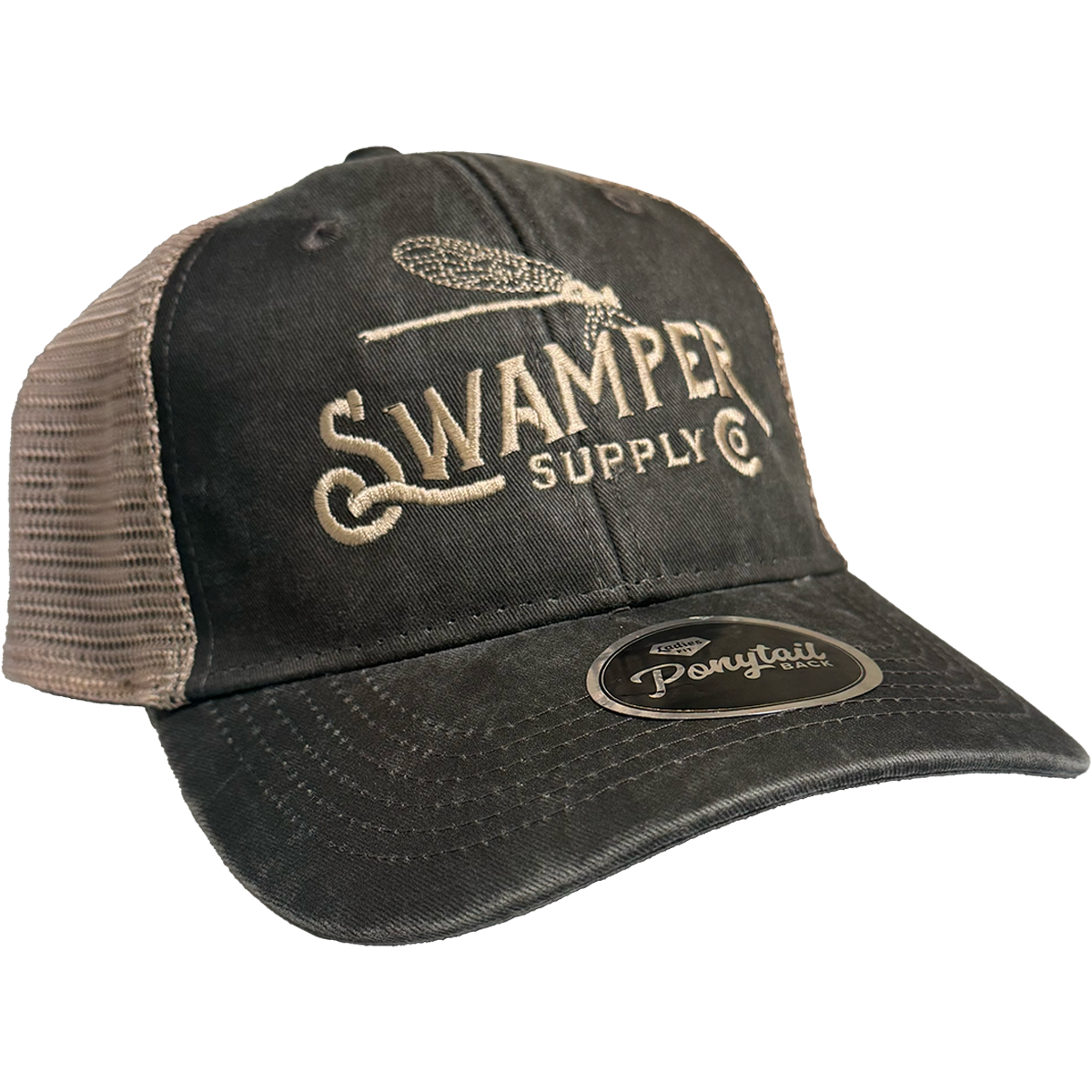 Dragonfly Ladies Ponytail Hat – Grey Mesh Back Cotton Cap