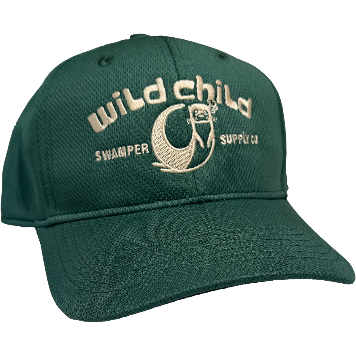 Youth “Wild Child” Otter Hat – Green with Khaki Embroidery