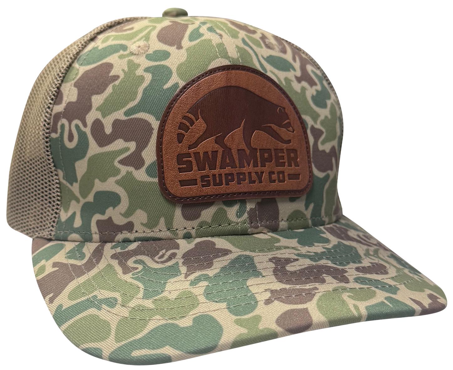 Leather Patch Coon Cap with Critter Camo