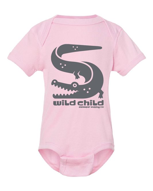Infant Wild Child Gator Pink Onesie
