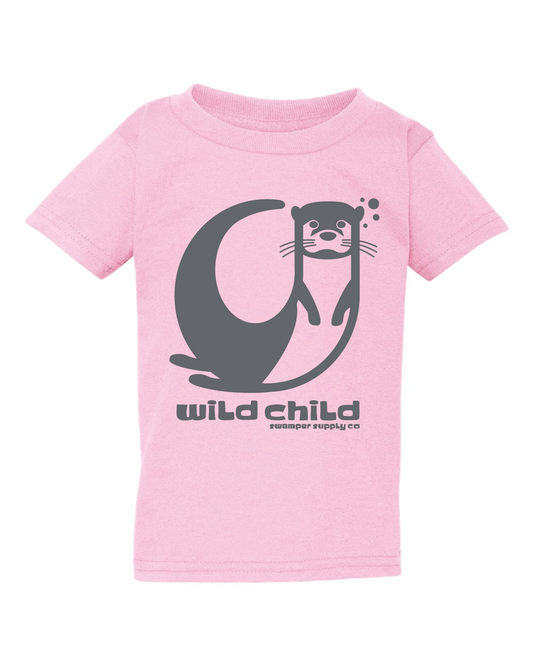 Youth Wild Child Otter Pink T-Shirt