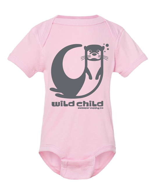 Infant Wild Child Otter Pink Onesie