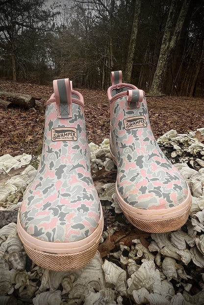 Swamper Supply Women’s Water Moccasin Deck Boots – Waterproof Pink Critter Camo Deck Boots