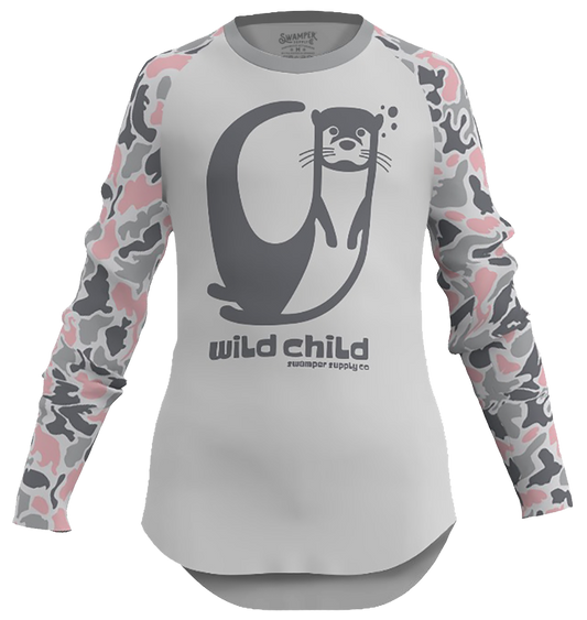 Girl's Critter Camo Crew Long Sleeve Shirt