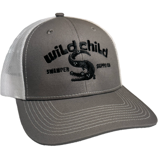 Youth “Wild Child” Alligator Trucker Cap – Black Embroidery
