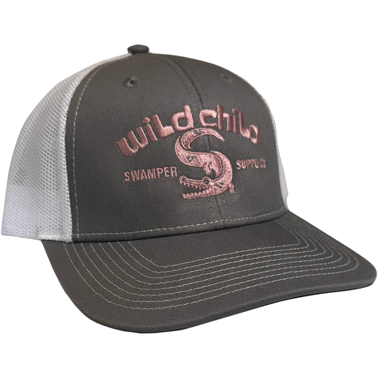 Youth “Wild Child” Alligator Trucker Cap – Pink Embroidery
