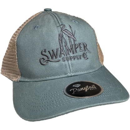 Standing Heron Ladies Ponytail Hat – Mesh Back Cotton Cap
