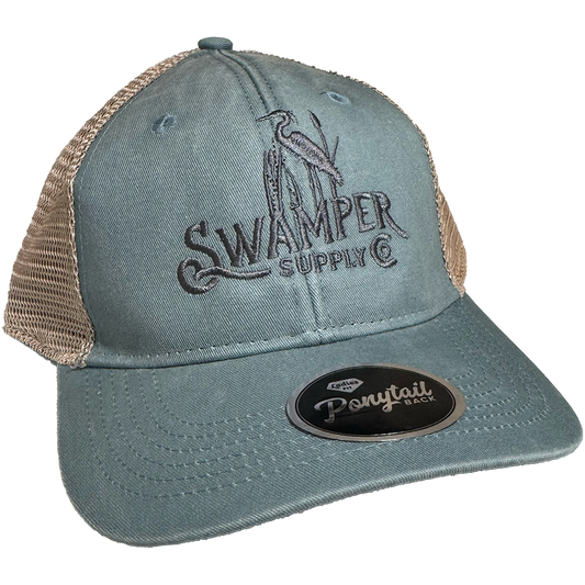 Standing Heron Ladies Ponytail Hat – Mesh Back Cotton Cap