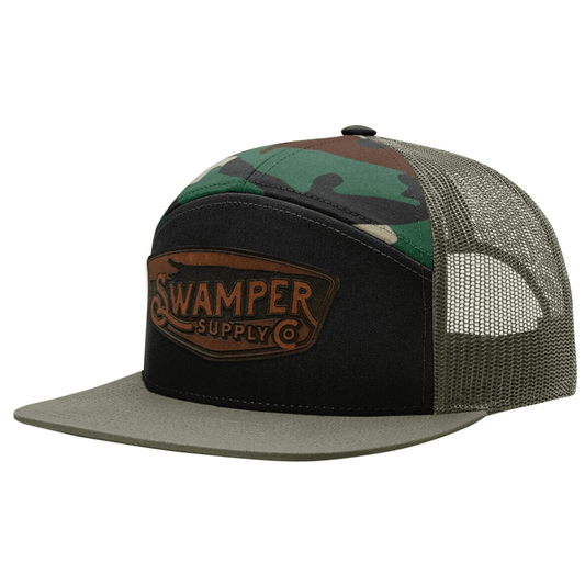 Flat Bill Leather Patch Cap