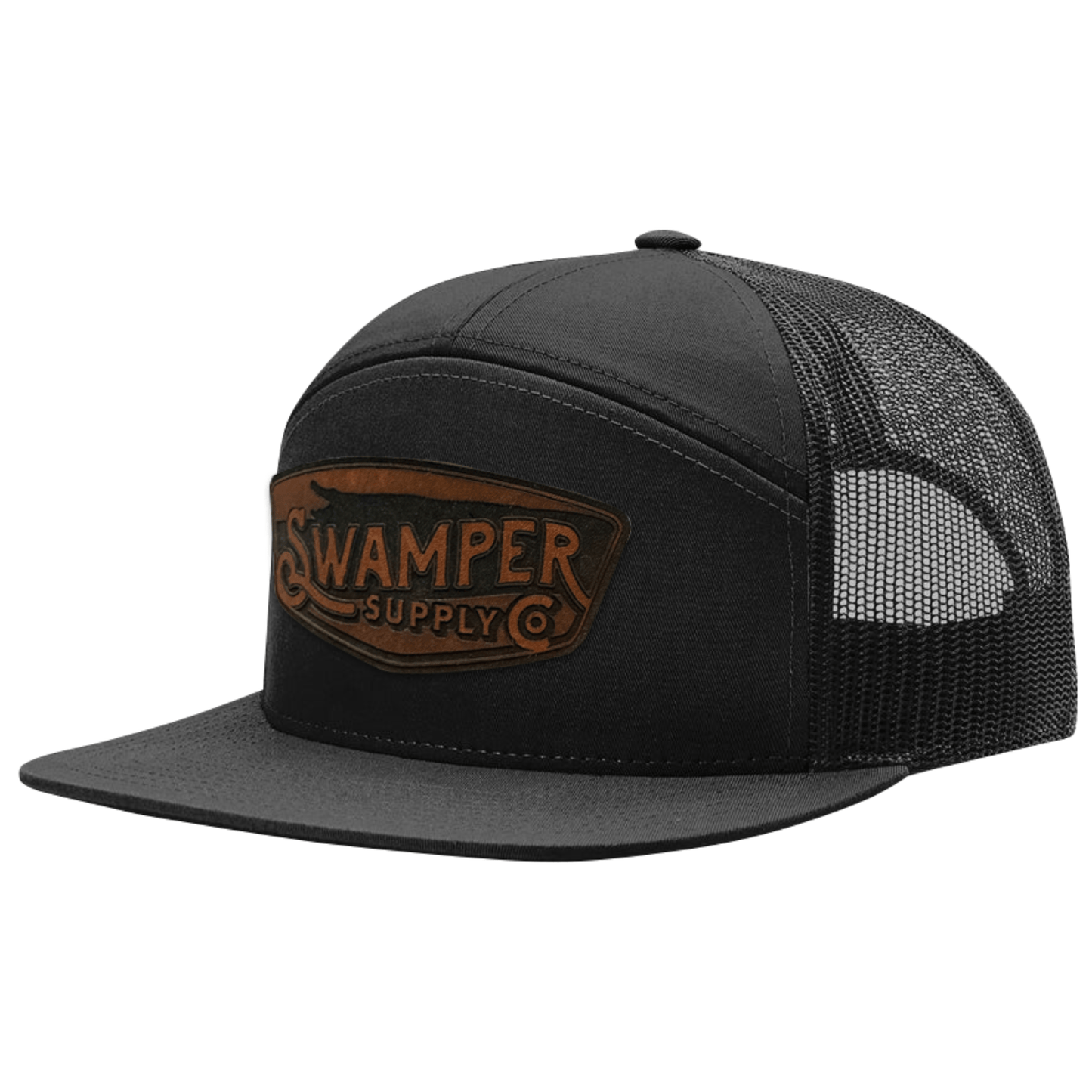 Flat Bill Leather Patch Cap